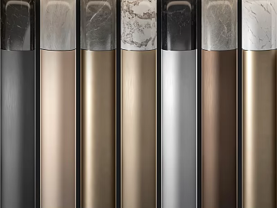 Various Colors Metallic And Marble Texture Wall Panels Samples Arranged Neatly 3d model