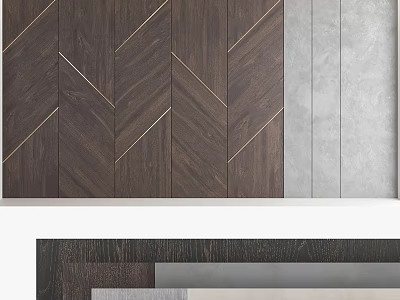 Modern Wooden Wall Paneling with Herringbone Pattern and Neutral Color Tones 3d model