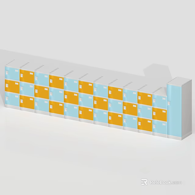 Organized Blue Yellow Cube Storage System With Multiple Modular Compartments And Shelves 3d model