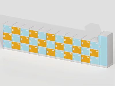 Organized Blue Yellow Cube Storage System With Multiple Modular Compartments And Shelves 3d model
