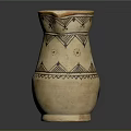 Traditional Handcrafted Clay Jug With Geometric Patterns And Handle For Household Use