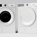 Modern White Front Load Washing Machines With Sleek Design And Control Panel 3d model