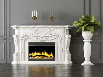 European style fireplace exquisite carved fireplace floral combination 3d model