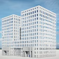 Modern White Office Building With Glass Facade And High Rise Design
