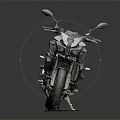 Naked Black Motorcycle With Modern Aggressive Design Red Wheels On Black And White Patterned Mat