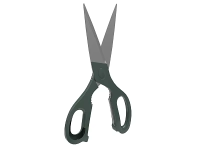 Durable Green Handle Scissors With Sharp Metal Blades For Household Use 3d model