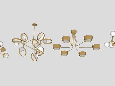Stylish Modern Chandeliers With Various Designs And Metal Frames For Interior Decor 3d model