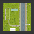 Modern Miniature Scene With Green Roof Building Swimming Pool And Trees