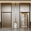 Elevator hall Elevator lobby Elevator aisle Elevator compartment trash can 3d model