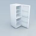 White Double Door Refrigerator Freezer with Open Doors and Interior Shelves for Home Kitchen Storage