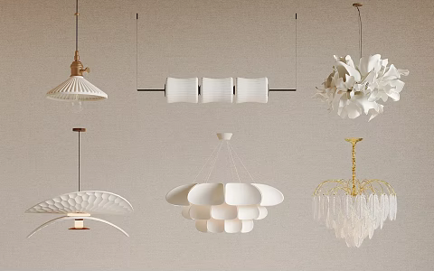 Cream wind chandelier 3d model