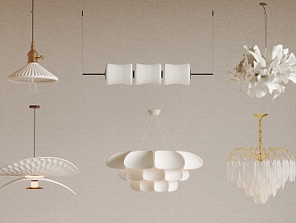 Cream wind chandelier 3d model