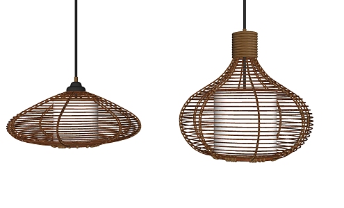 New Chinese Chandelier Rattan Chandelier Combination 3d model