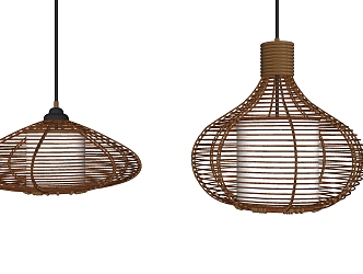 New Chinese Chandelier Rattan Chandelier Combination 3d model