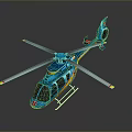Blue Space Exploration Helicopter with Rotors Cabin and Ladder Structure