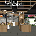 Elegant Bakery Interior With Wooden Display Counters Fresh Breads And Fruits