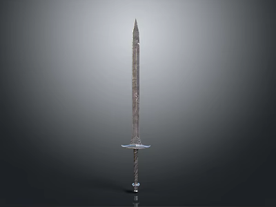 Ancient Medieval Sword With Long Metallic Blade And Ornate Hilt Design 3d model