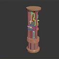 Copper Column With Intricate Mechanical Design And Detailed Structural Patterns 3d model
