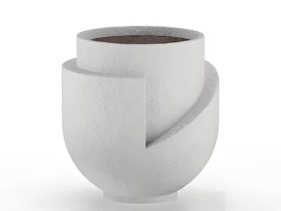 Modern White Textured Vase With Spiral Wrapped Design And Smooth Base 3d model