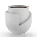 Modern White Textured Vase With Spiral Wrapped Design And Smooth Base