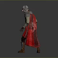 Game Movie Character Wearing Silver Armor Red Cape And Medieval Helmet Warrior Figure