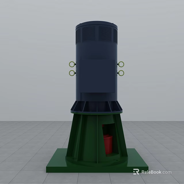Industrial Equipment Featuring Cylindrical Structure Green Base Ring Components And Red Part 3d model 