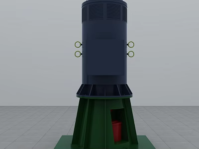 Industrial Equipment Featuring Cylindrical Structure Green Base Ring Components And Red Part 3d model