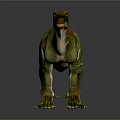 Realistic Green Orange Striped Dinosaur 3D Model With Lifelike Features