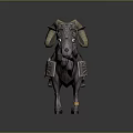 3D Model of a Ram with Large Horns and Decorative Saddle Gear