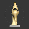 Golden Trophy with Modern Curved Design Transparent Base and Shiny Surface for Global Award Ceremony