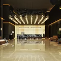 Luxury Hotel Lobby Interior With Crystal Chandeliers Reception Desk And Marble Flooring