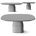Modern Design Dining Table With Black Tabletop And Brown Cylindrical Legs 3d model