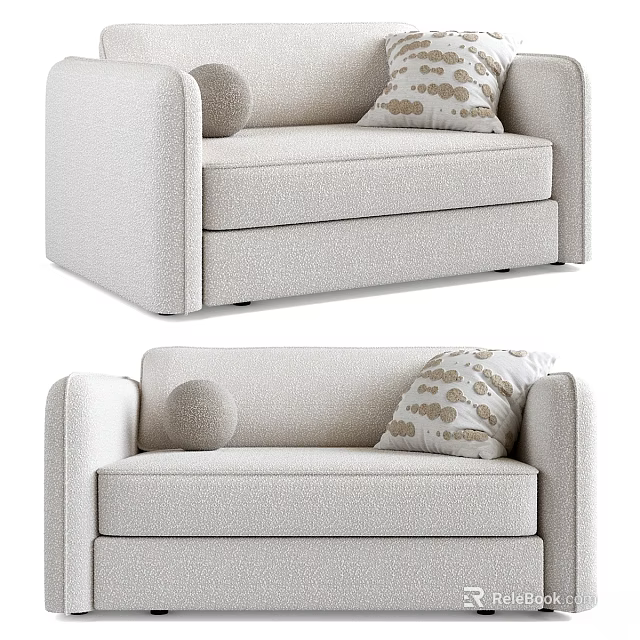 Modern Two Seater Sofa With Soft Fabric Upholstery And Decorative Pillows 3d model 