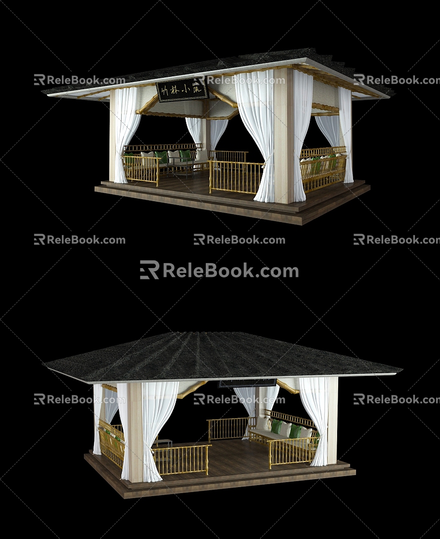 Chinese Architecture Landscape Architecture Pavilion Bamboo Pavilion Tea House IV 3d model