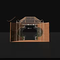 Chinese Style Golden Archway With Carvings Eave Structure And Circular Decorations 3d model