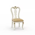Classic European Style Dining Chair With Carved Backrest Beige Seat Cushion And Gold Accents