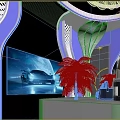 Modern KTV Lounge Interior Design With Colorful Lighting Comfortable Sofa And Digital Screen