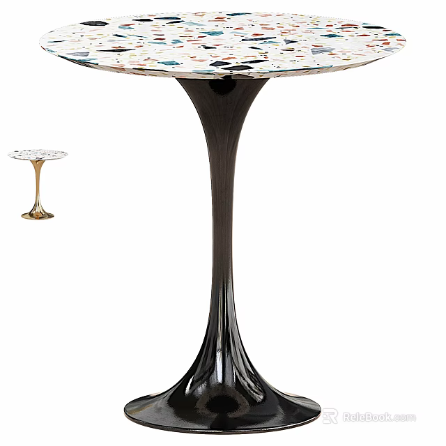 Stylish Modern Accent Table With Decorative Top And Unique Curved Base Design 3d model 