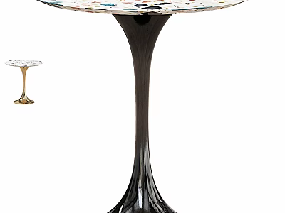 Stylish Modern Accent Table With Decorative Top And Unique Curved Base Design 3d model
