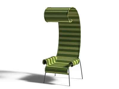 Modern Woven Outdoor Chair With Green Stripes And Metal Frame Design 3d model
