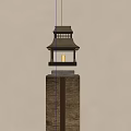 New Chinese ancient building chandelier 3d model