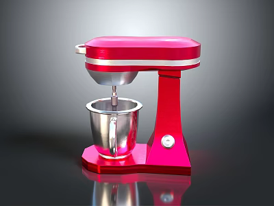 Red Stand Mixer With Silver Mixing Bowl Modern Design Household Electric Appliance 3d model