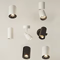 Modern Lighting Fixtures Set With White Black Ceiling Mounted Spotlights And Downlights 3d model