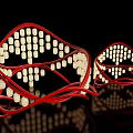 Art Installation Featuring Red Framework White Dots Two Different Sizes On Black Background 3d model