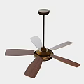 Ceiling Mounted Air Conditioner Fan With Modern Design Brown And White Blades And Light