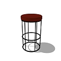 Modern Bar Stool With Red Seat Cushion And Black Metal Frame