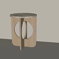 Modern Round Top Side Table With Marble Surface And Wooden Hollow Base 3d model