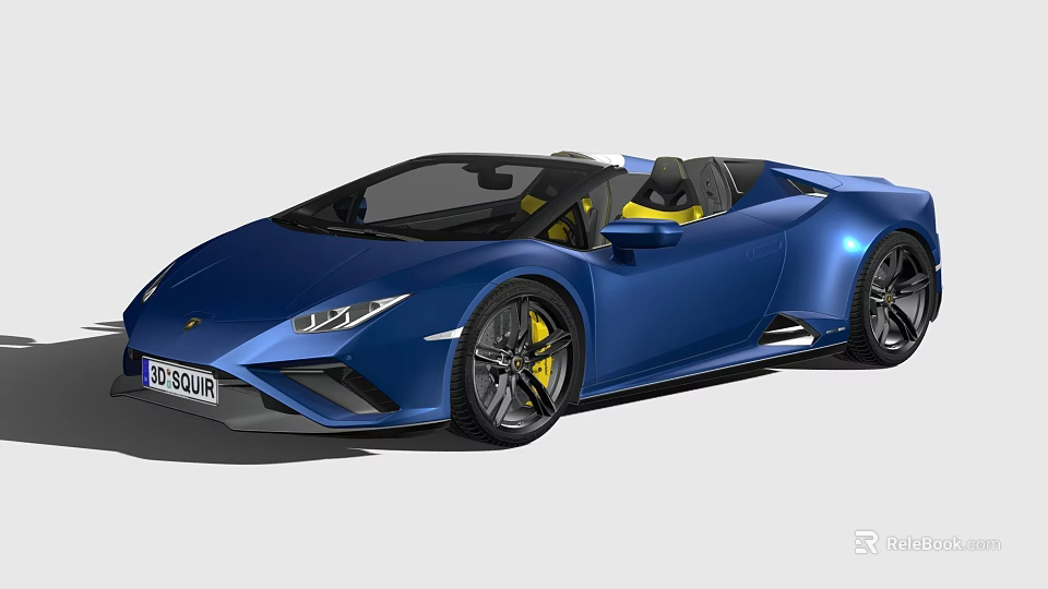 Sleek Blue Convertible Sports Car With Yellow Interior Black Wheels And Open Top Design 3d model 