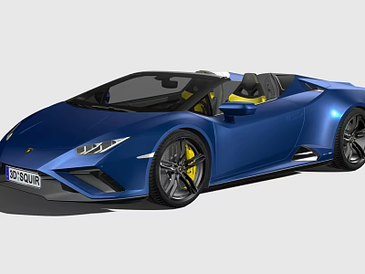Sleek Blue Convertible Sports Car With Yellow Interior Black Wheels And Open Top Design 3d model
