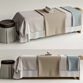 Comfortable Massage Bed With Soft Linen Sheets And Matching Stool For Spa Use 3d model